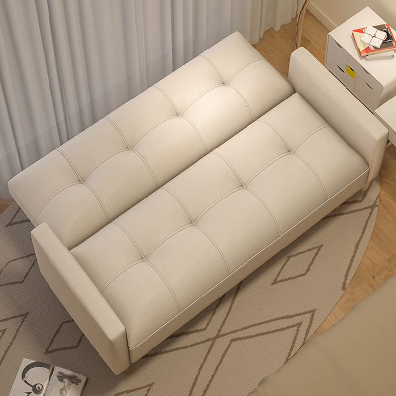 Tufted Split-Back Seating Leather Square Arm Sofa with Pillows
