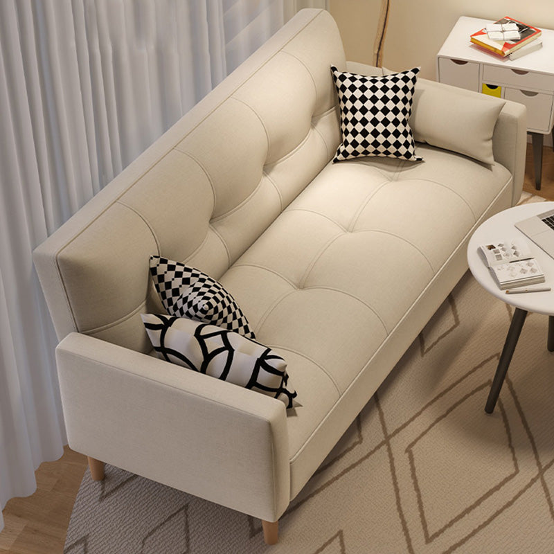 Tufted Split-Back Seating Leather Square Arm Sofa with Pillows