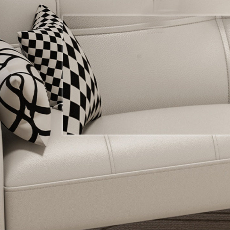 Tufted Split-Back Seating Leather Square Arm Sofa with Pillows