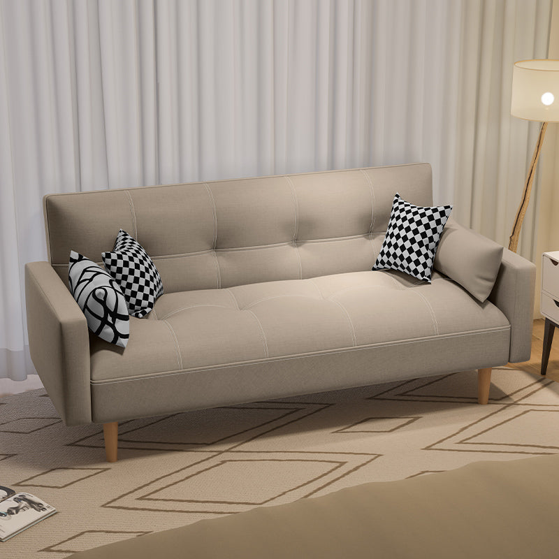 Tufted Split-Back Seating Leather Square Arm Sofa with Pillows