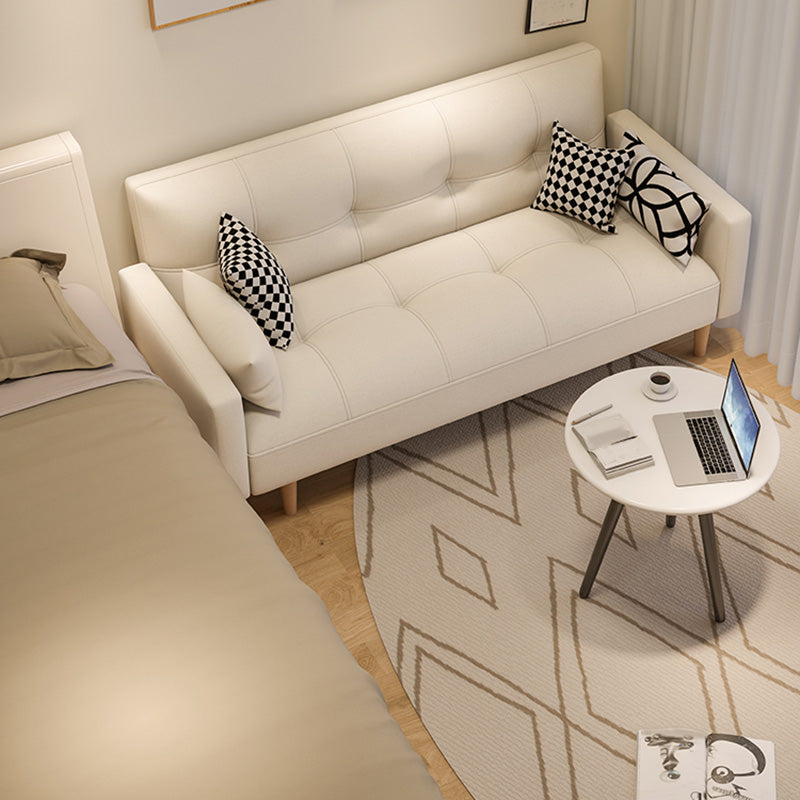 Tufted Split-Back Seating Leather Square Arm Sofa with Pillows