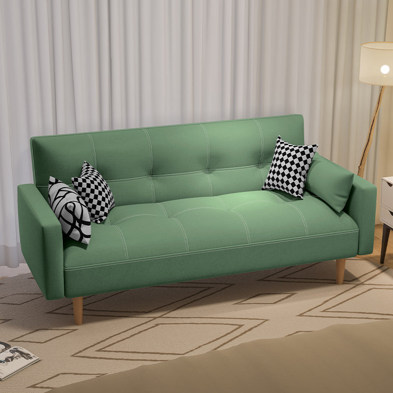 Tufted Split-Back Seating Leather Square Arm Sofa with Pillows