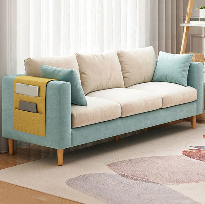Modern Square Arm Sofa Wooden Standard Sofa for Living Room with Cushions Back