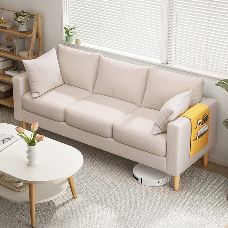 Modern Square Arm Sofa Wooden Standard Sofa for Living Room with Cushions Back