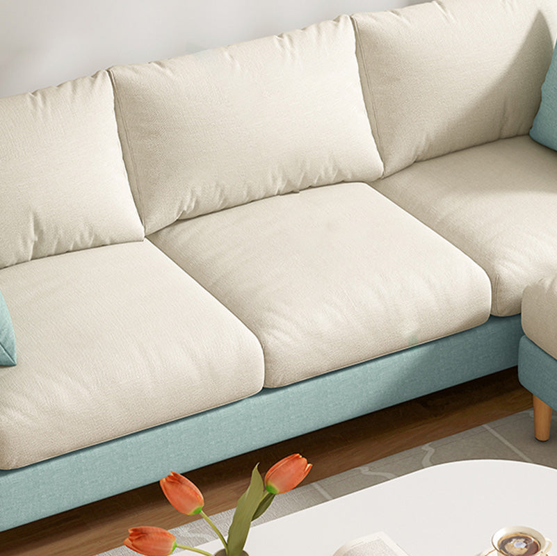 Modern Square Arm Sofa Wooden Standard Sofa for Living Room with Cushions Back