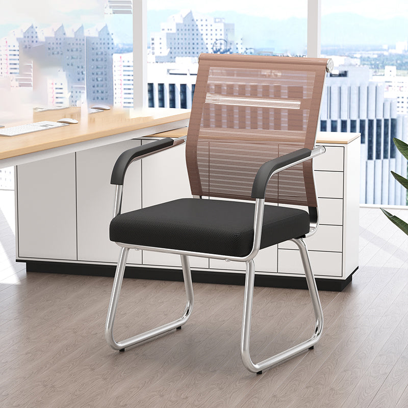 Modern Desk Chair No Distressing Fixed Arms No Wheels Office Chair