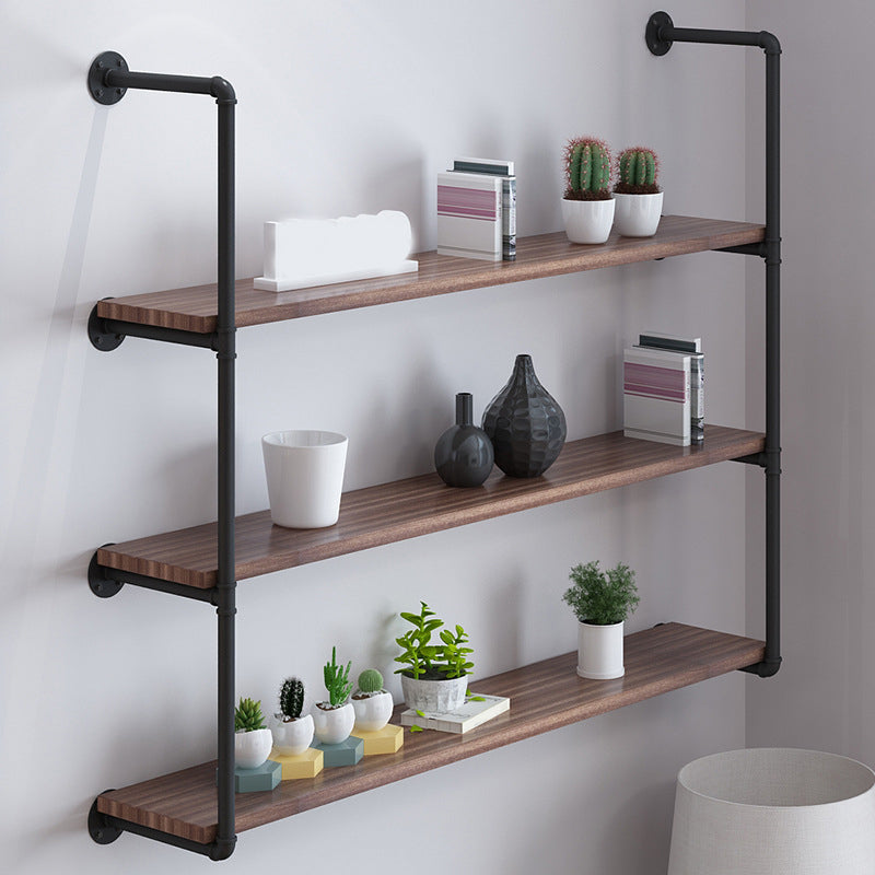 Industrial Closed Back Bookshelf Floating Wooden Natural Bookcase