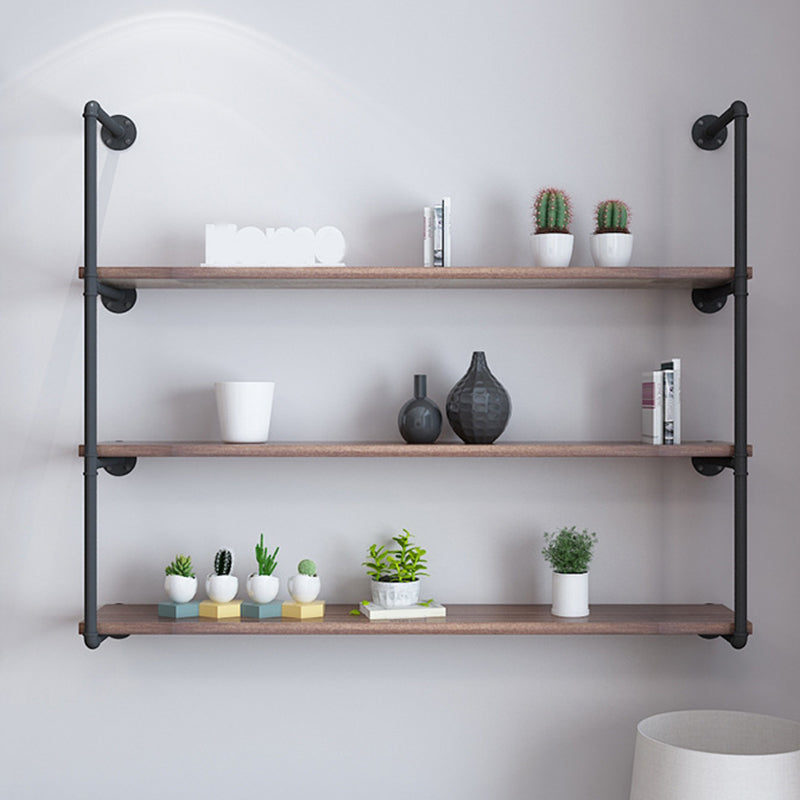 Industrial Closed Back Bookshelf Floating Wooden Natural Bookcase