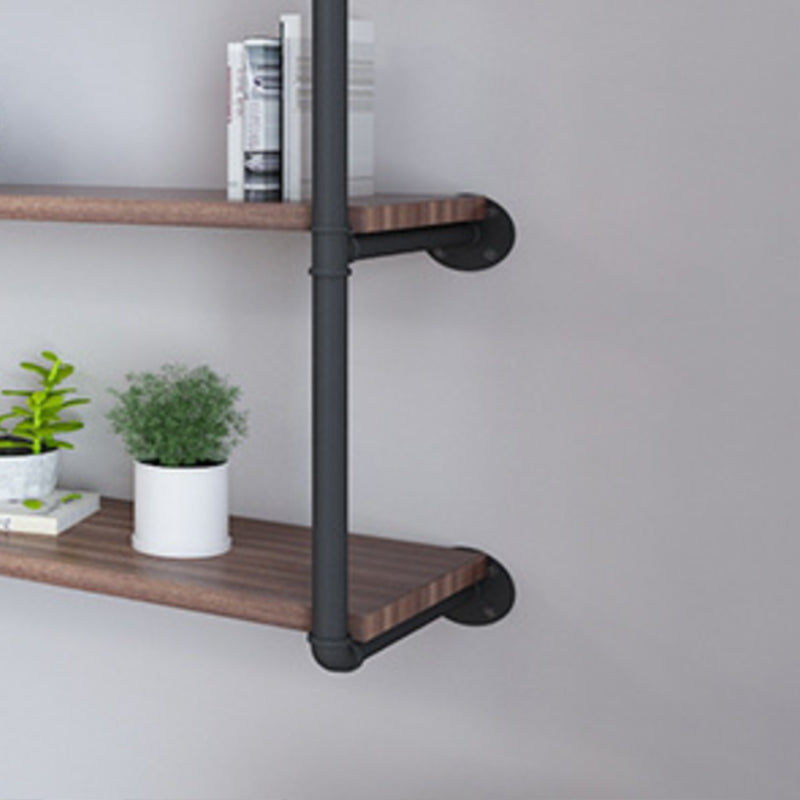 Industrial Closed Back Bookshelf Floating Wooden Natural Bookcase