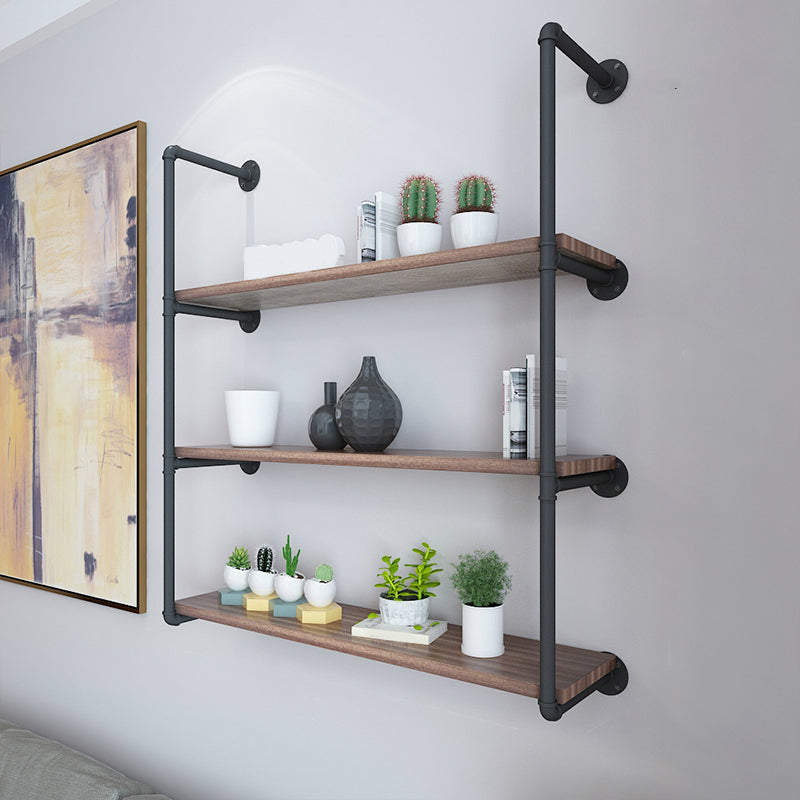 Industrial Closed Back Bookshelf Floating Wooden Natural Bookcase