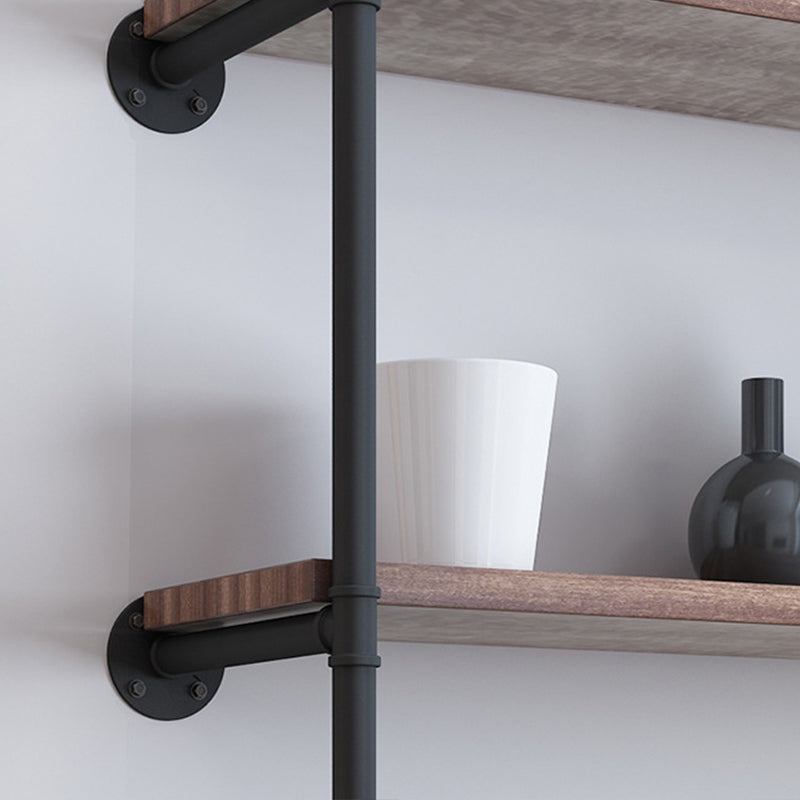 Industrial Closed Back Bookshelf Floating Wooden Natural Bookcase