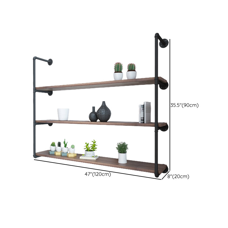 Industrial Closed Back Bookshelf Floating Wooden Natural Bookcase