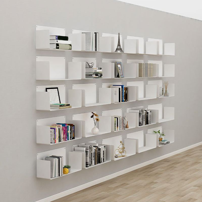 Contemporary Floating Bookcase Metal Closed Back Bookshelf with Shelves