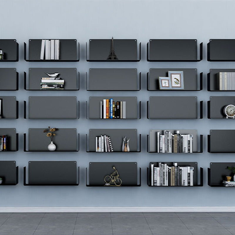 Contemporary Floating Bookcase Metal Closed Back Bookshelf with Shelves