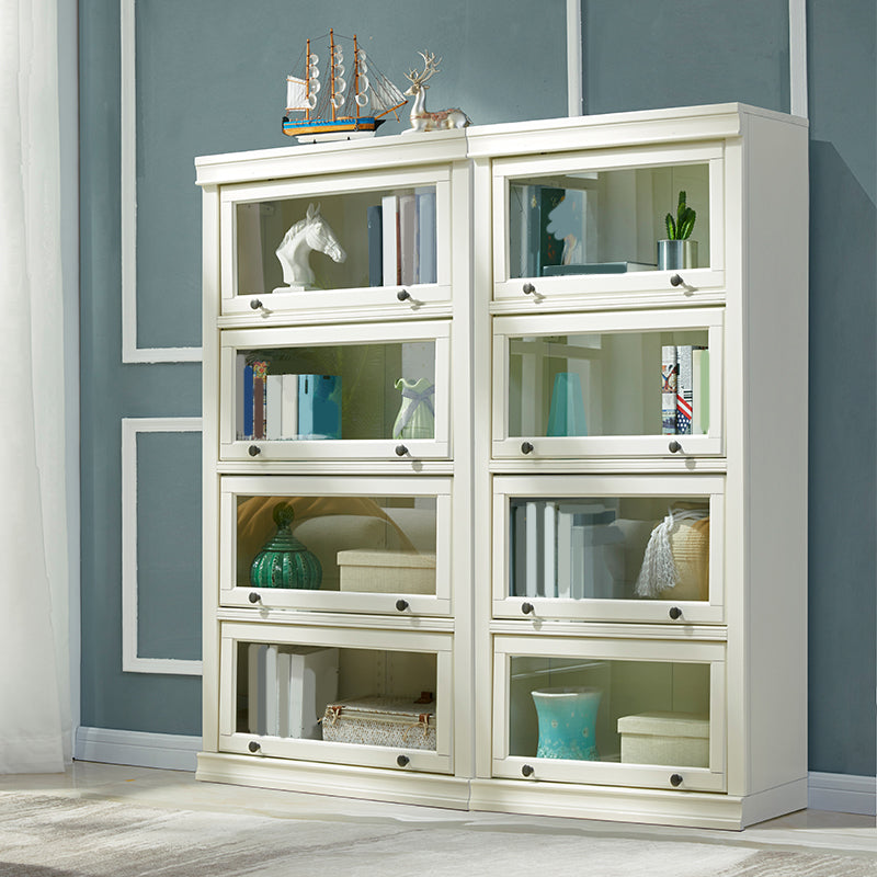 Contemporary Wooden Bookshelf White Standard Shelf Bookcase for Home Office