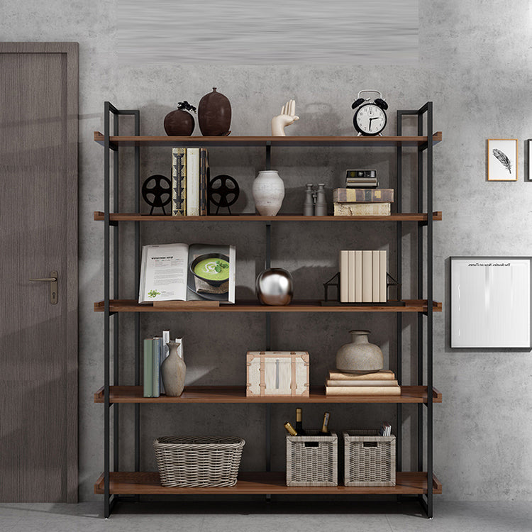 Industrial Antique Finish Bookcase Metal Etagere Bookshelf with Rectangular Shelves
