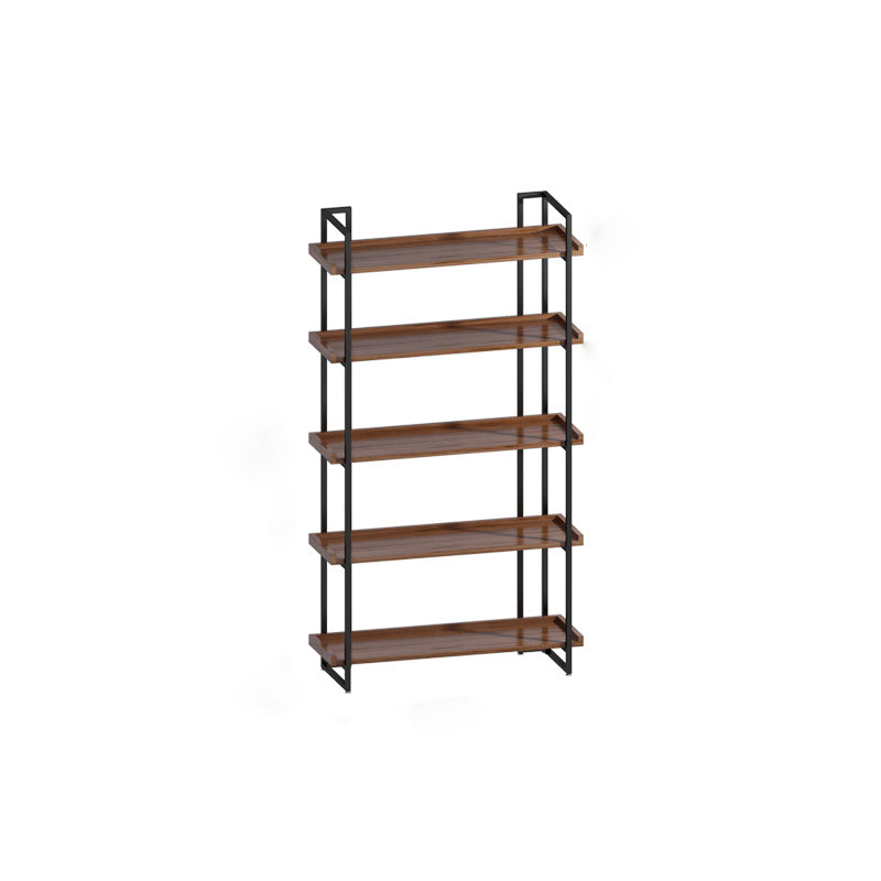 Industrial Antique Finish Bookcase Metal Etagere Bookshelf with Rectangular Shelves
