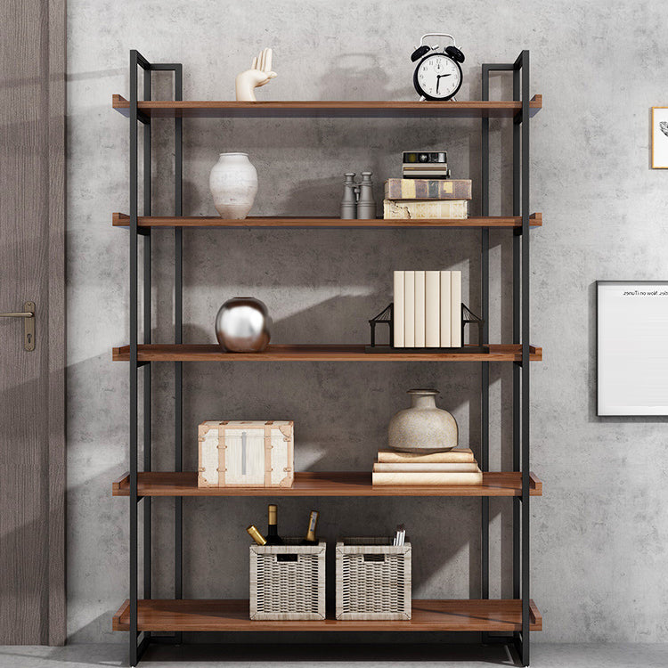 Industrial Antique Finish Bookcase Metal Etagere Bookshelf with Rectangular Shelves