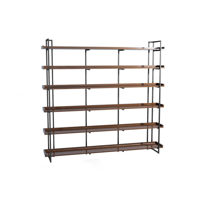 Industrial Antique Finish Bookcase Metal Etagere Bookshelf with Rectangular Shelves