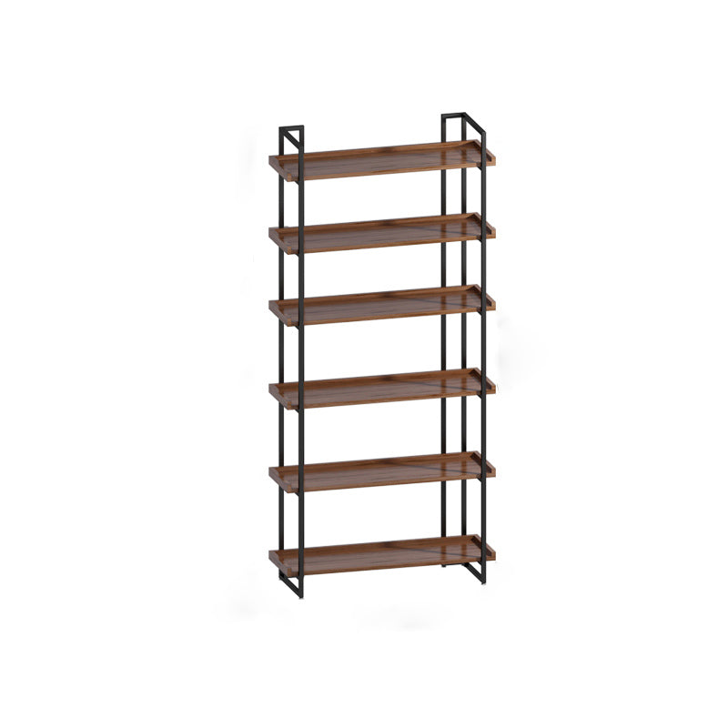 Industrial Antique Finish Bookcase Metal Etagere Bookshelf with Rectangular Shelves