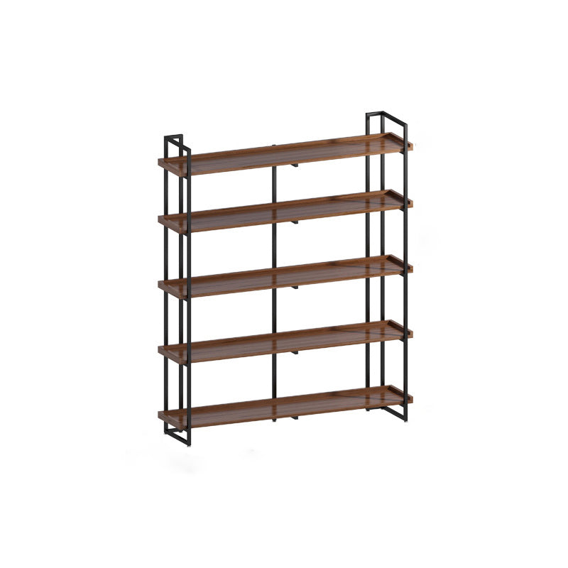 Industrial Antique Finish Bookcase Metal Etagere Bookshelf with Rectangular Shelves