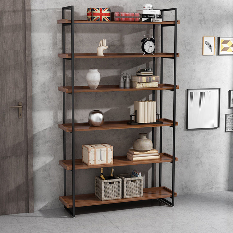Industrial Antique Finish Bookcase Metal Etagere Bookshelf with Rectangular Shelves