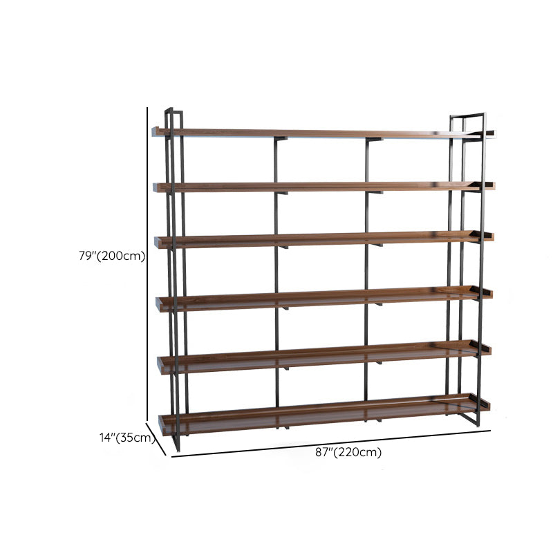 Industrial Antique Finish Bookcase Metal Etagere Bookshelf with Rectangular Shelves