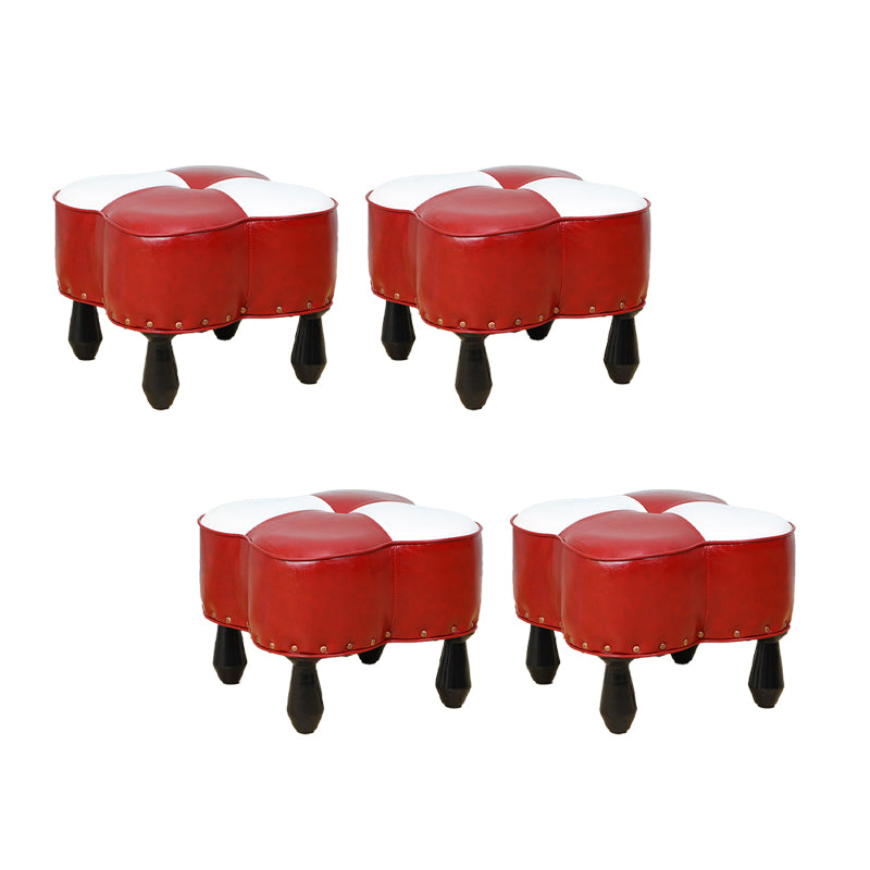 Leather Ottoman Clover Shape Color Panel Tufted Water Resistant Nailhead Trim Ottoman