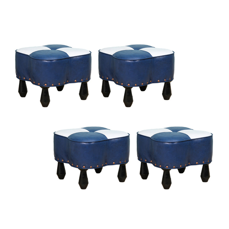 Leather Ottoman Clover Shape Color Panel Tufted Water Resistant Nailhead Trim Ottoman