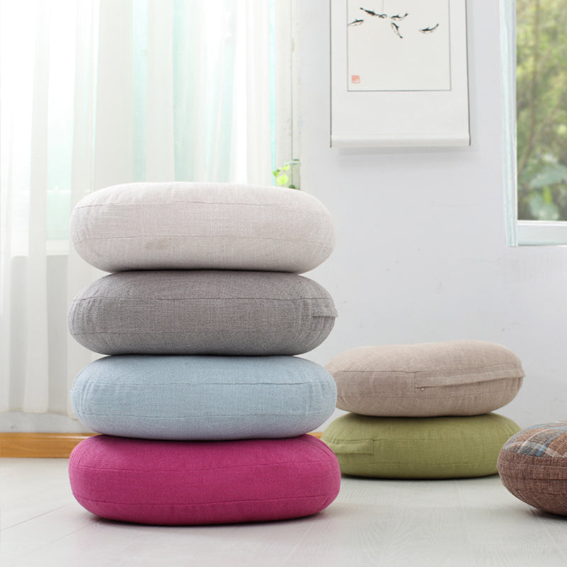 Modern Pouf Ottoman Cotton Upholstered Tufted Tear Resistant Round Ottoman