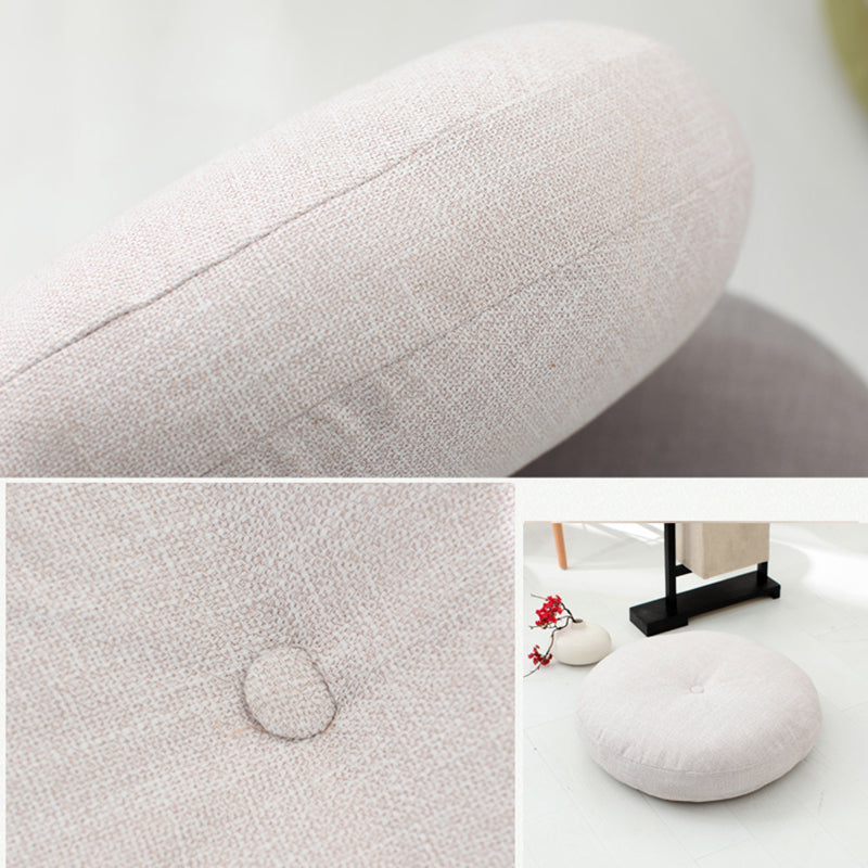 Modern Pouf Ottoman Cotton Upholstered Tufted Tear Resistant Round Ottoman