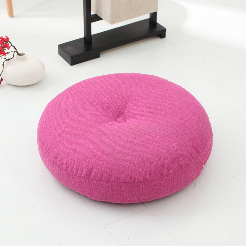 Modern Pouf Ottoman Cotton Upholstered Tufted Tear Resistant Round Ottoman