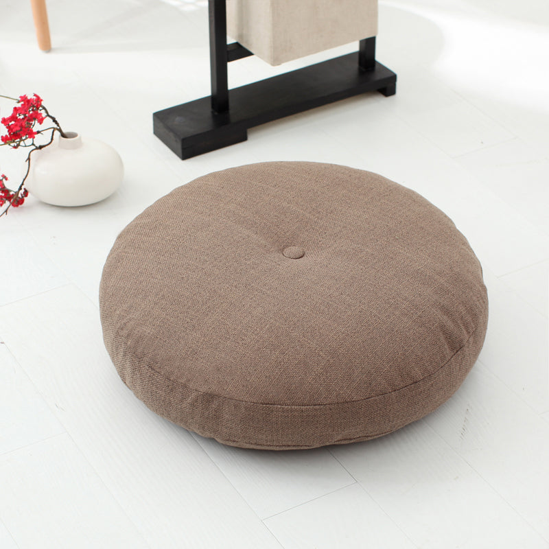 Modern Pouf Ottoman Cotton Upholstered Tufted Tear Resistant Round Ottoman