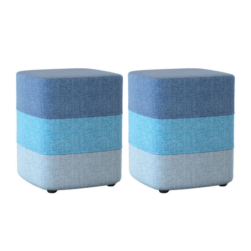 Color Panel Ottoman Removable and Washable Slipcover Modern Cotton Linen Ottoman