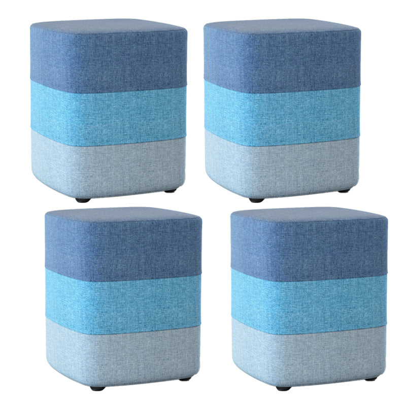 Color Panel Ottoman Removable and Washable Slipcover Modern Cotton Linen Ottoman