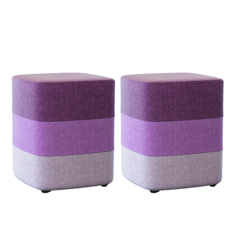Color Panel Ottoman Removable and Washable Slipcover Modern Cotton Linen Ottoman