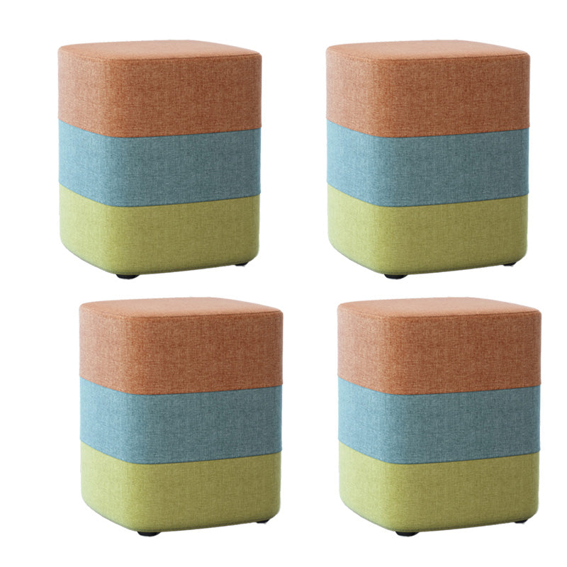 Color Panel Ottoman Removable and Washable Slipcover Modern Cotton Linen Ottoman