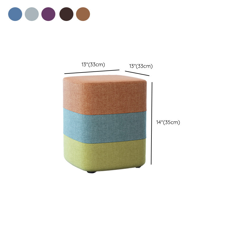 Color Panel Ottoman Removable and Washable Slipcover Modern Cotton Linen Ottoman
