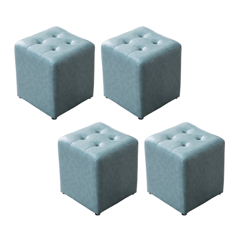 Modern Leather Pouf Water Resistant Round Pouf for Living Room