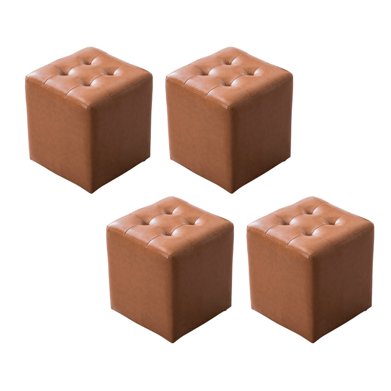 Modern Leather Pouf Water Resistant Round Pouf for Living Room