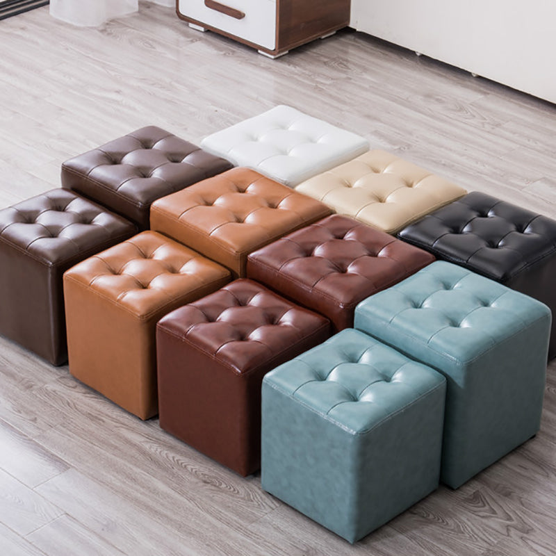 Modern Leather Pouf Water Resistant Round Pouf for Living Room