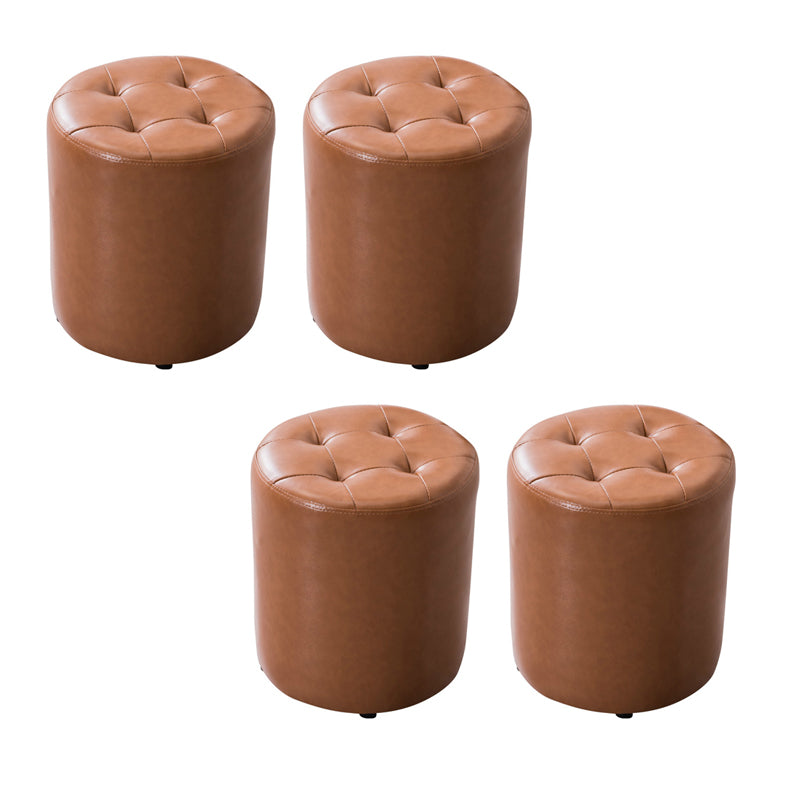 Modern Leather Pouf Water Resistant Round Pouf for Living Room
