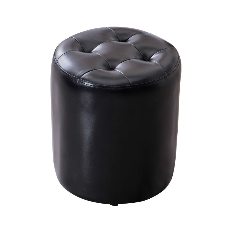 Modern Leather Pouf Water Resistant Round Pouf for Living Room