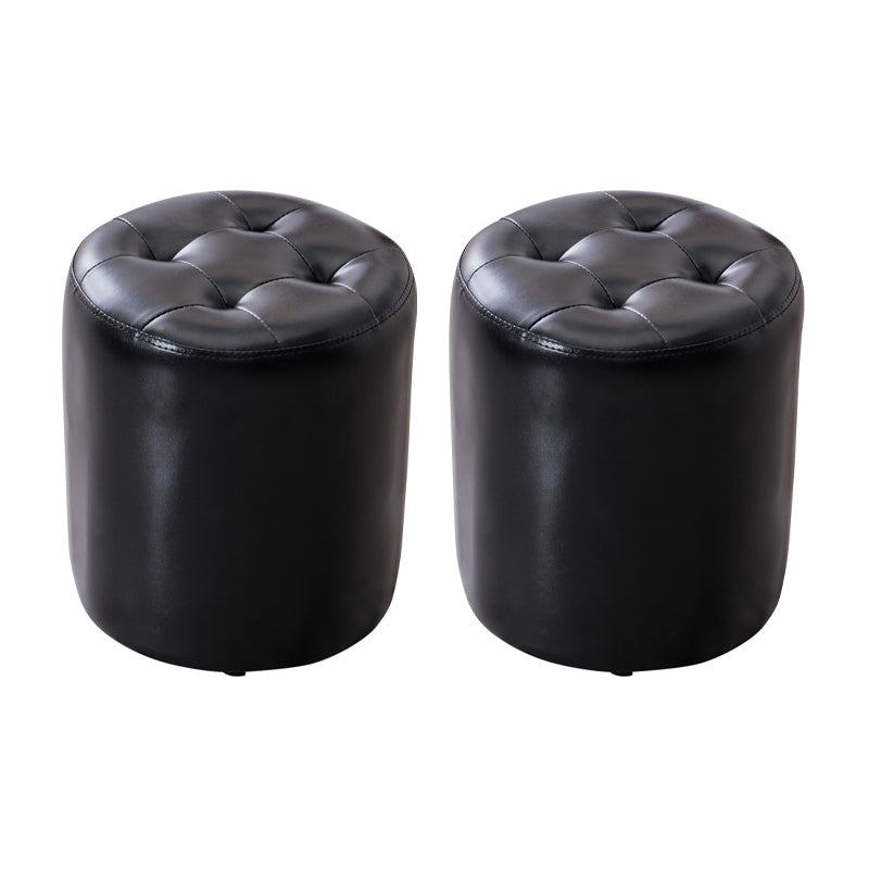 Modern Leather Pouf Water Resistant Round Pouf for Living Room