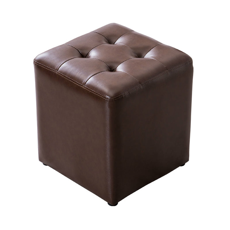 Modern Leather Pouf Water Resistant Round Pouf for Living Room
