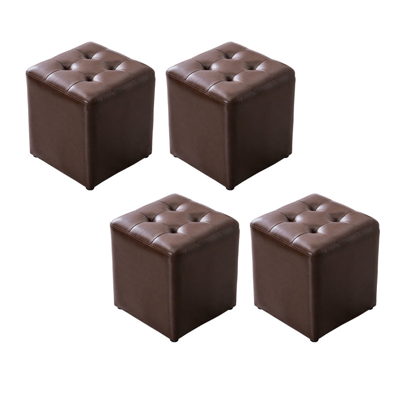 Modern Leather Pouf Water Resistant Round Pouf for Living Room