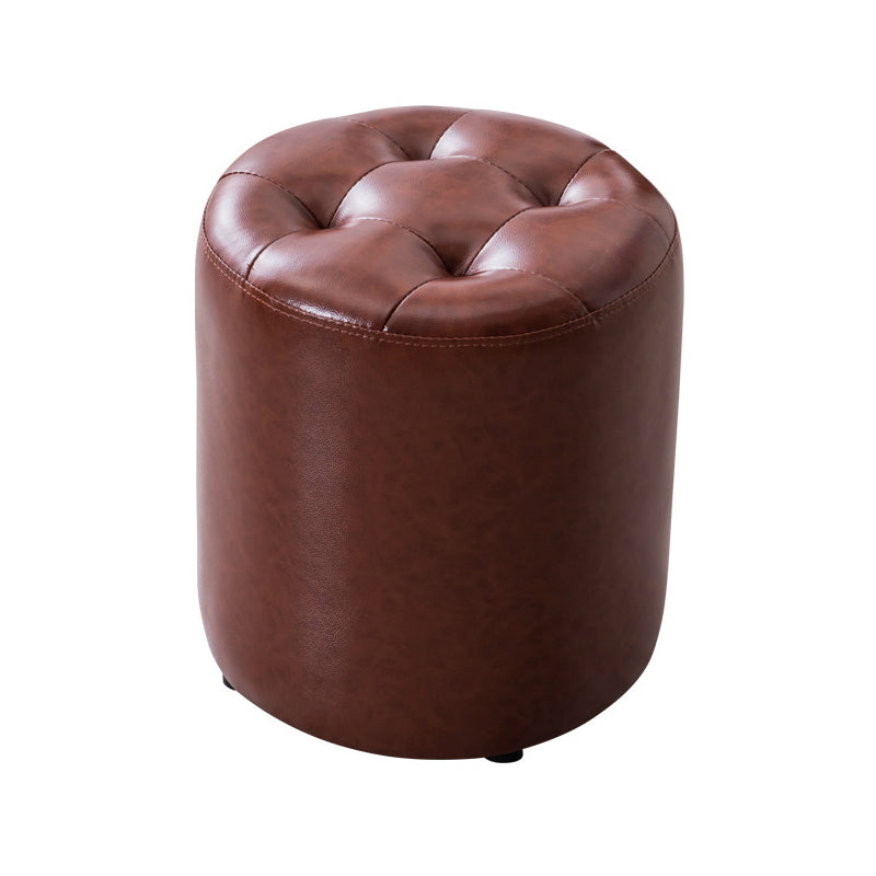 Modern Leather Pouf Water Resistant Round Pouf for Living Room