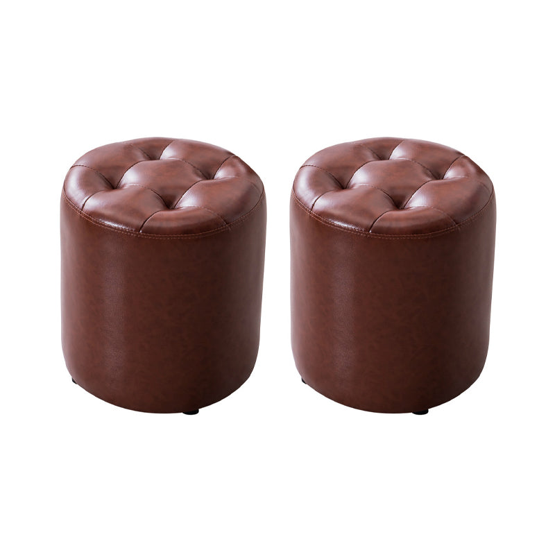 Modern Leather Pouf Water Resistant Round Pouf for Living Room