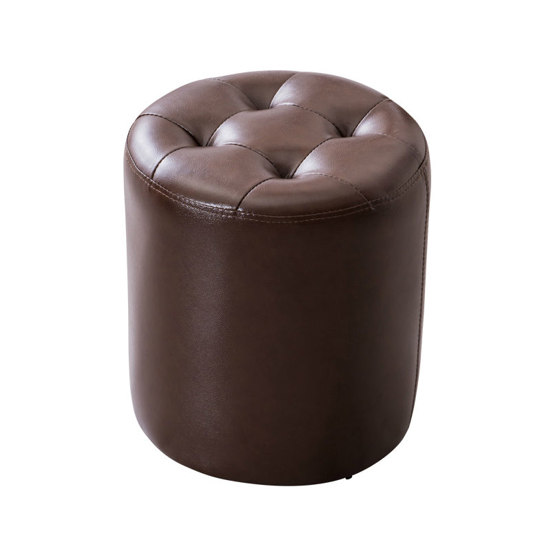Modern Leather Pouf Water Resistant Round Pouf for Living Room
