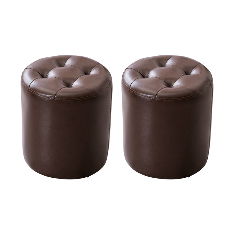 Modern Leather Pouf Water Resistant Round Pouf for Living Room